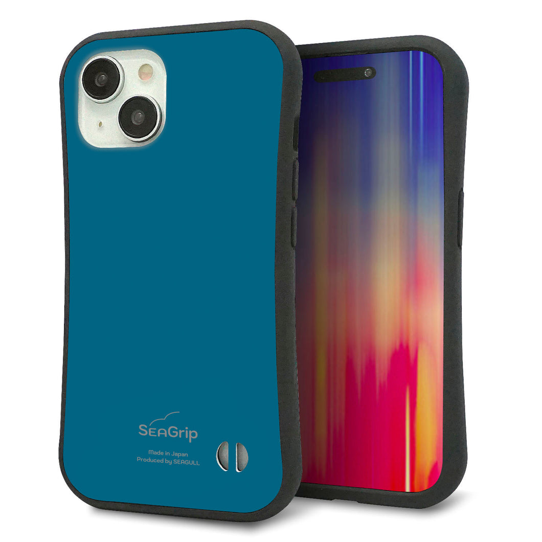 iPhone15 スマホケース 「SEA Grip」 グリップケース Sライン 【KM922 レトロカラー(ダークブルー)】 UV印刷