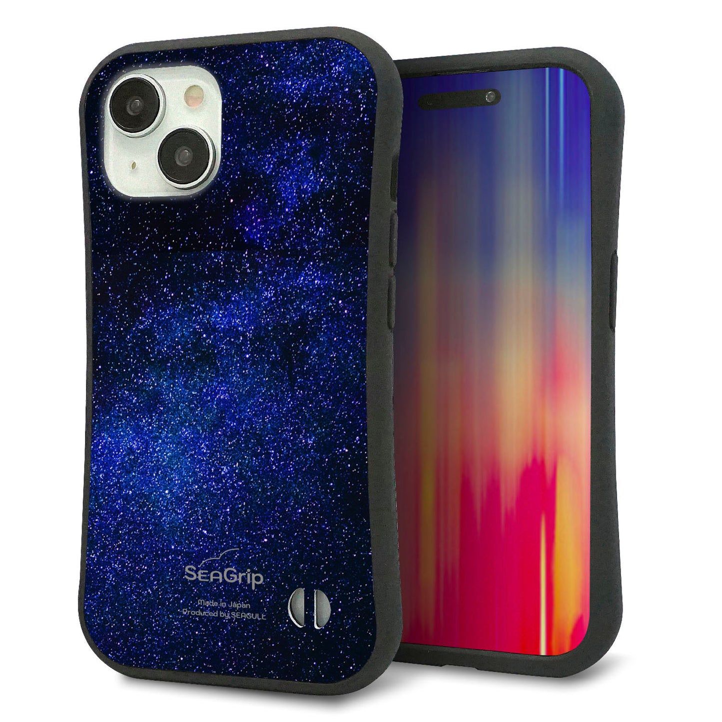 iPhone15 スマホケース 「SEA Grip」 グリップケース Sライン 【KM924 Galaxias Blue】 UV印刷