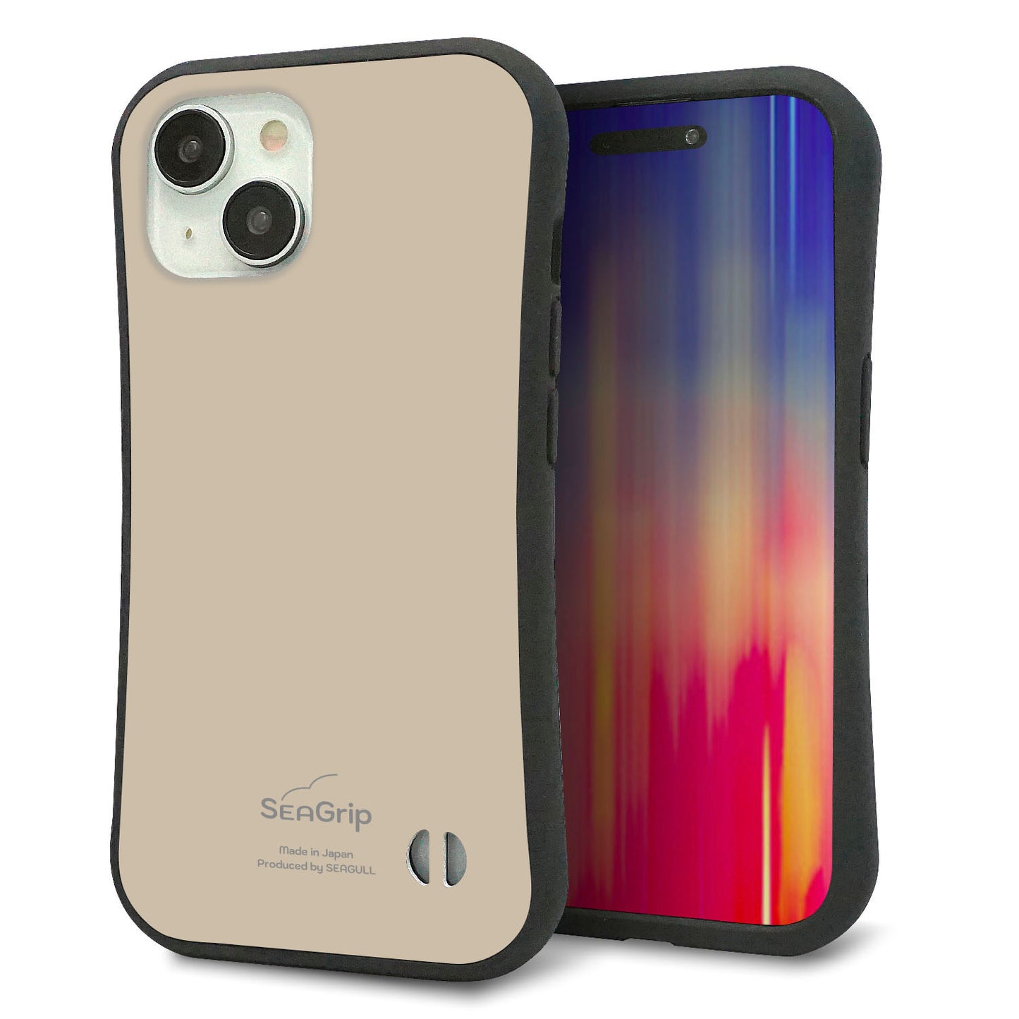 iPhone15 スマホケース 「SEA Grip」 グリップケース Sライン 【KM928 くすみカラー ベージュ】 UV印刷