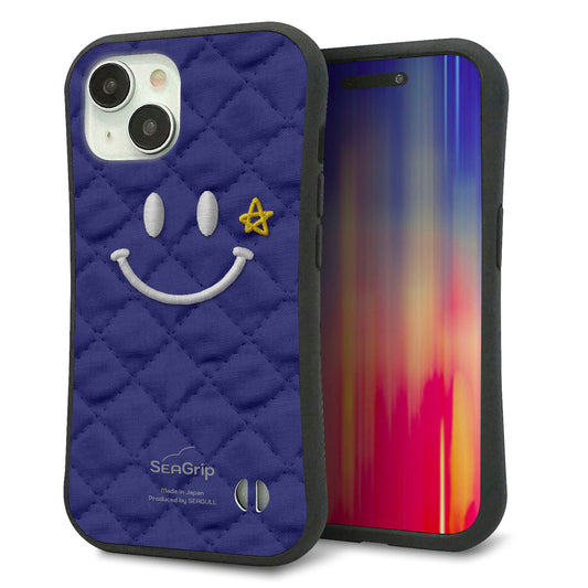 iPhone15 スマホケース 「SEA Grip」 グリップケース Sライン 【KM935 スマイル スター ブルー 】 UV印刷