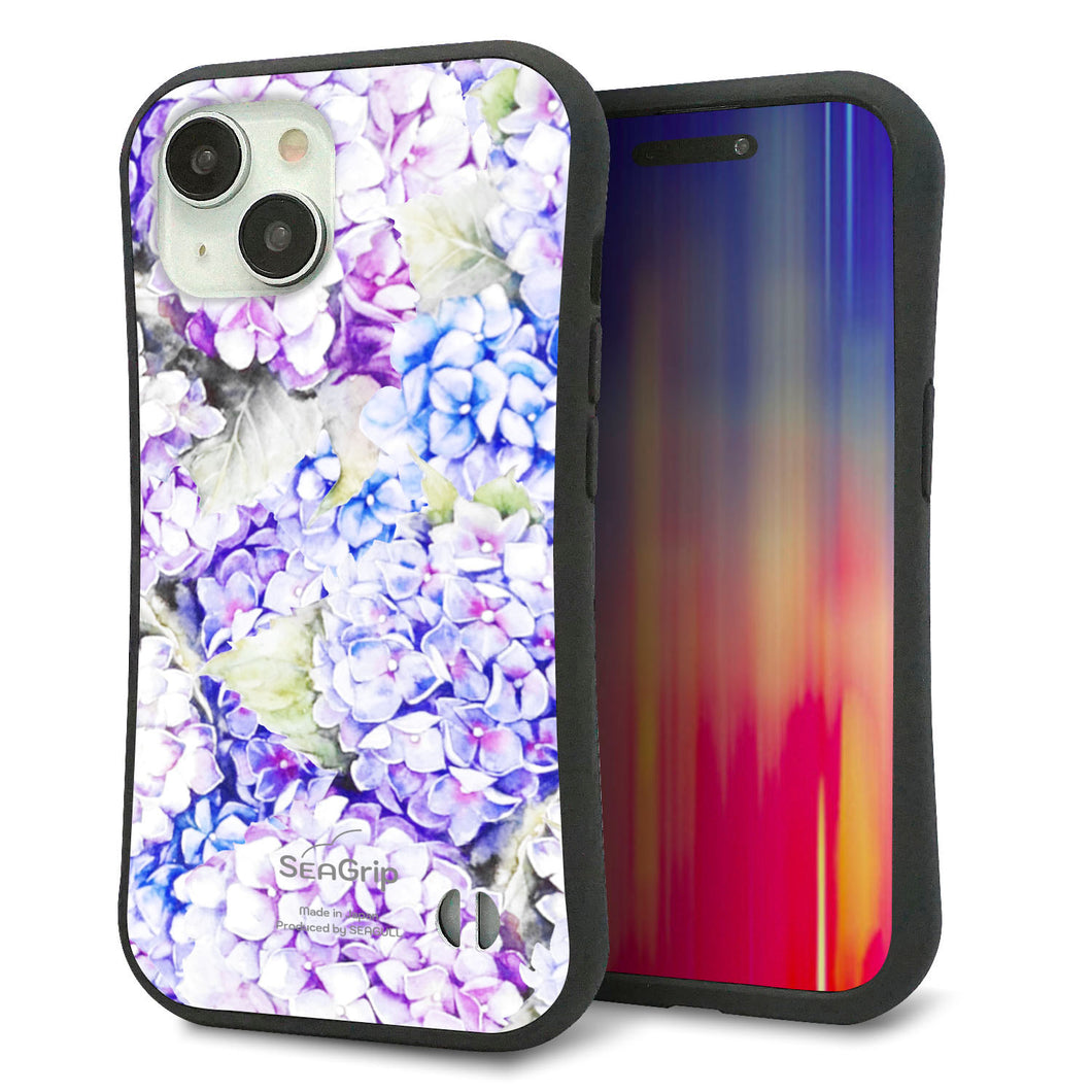 iPhone15 スマホケース 「SEA Grip」 グリップケース Sライン 【MA871 紫陽花】 UV印刷