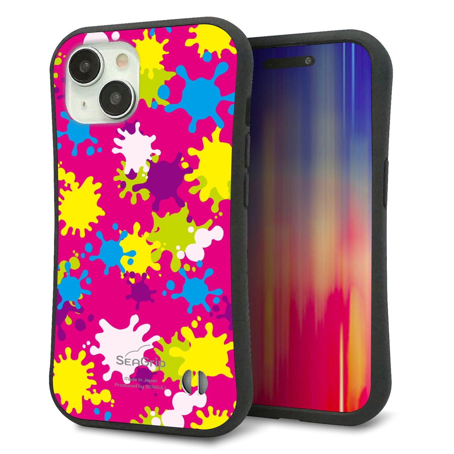 iPhone15 スマホケース 「SEA Grip」 グリップケース Sライン 【MA876 ペイントピンク】 UV印刷
