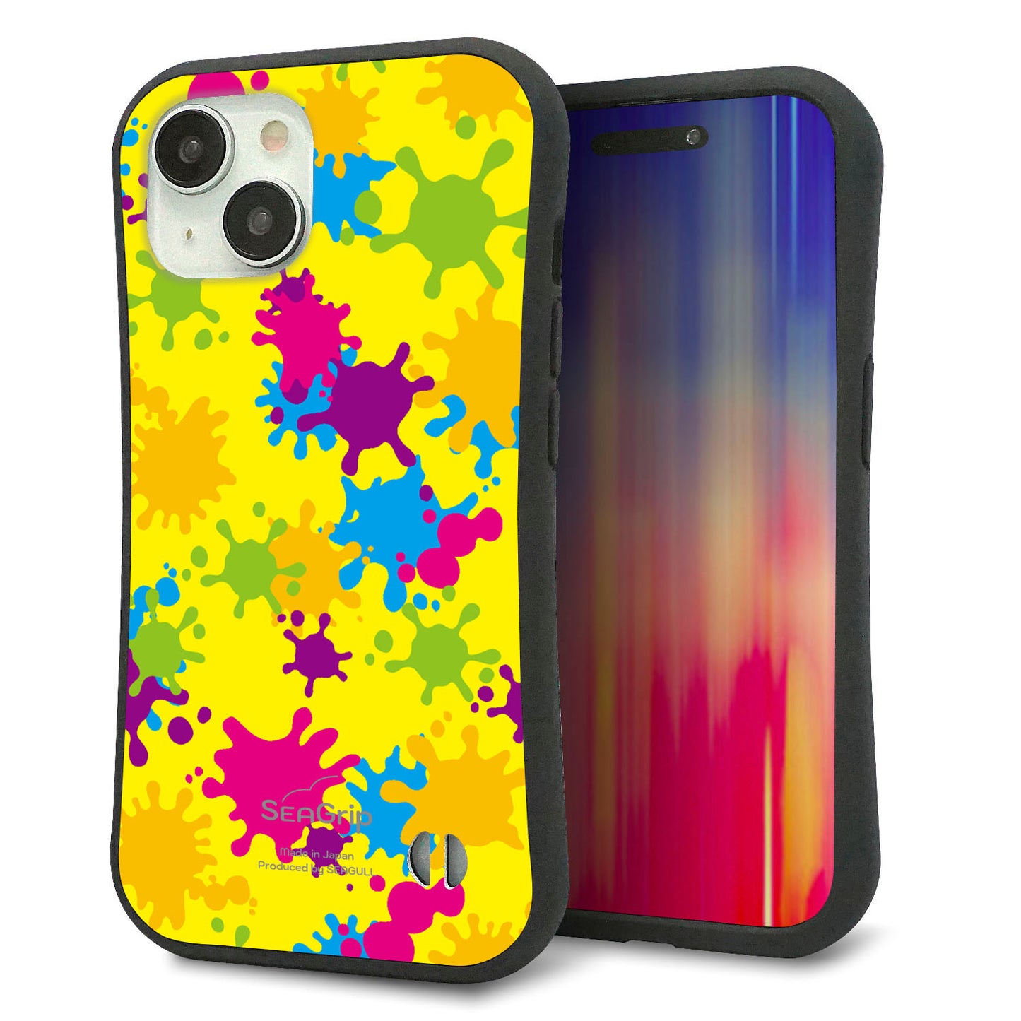 iPhone15 スマホケース 「SEA Grip」 グリップケース Sライン 【MA879 ペイントイエロー】 UV印刷