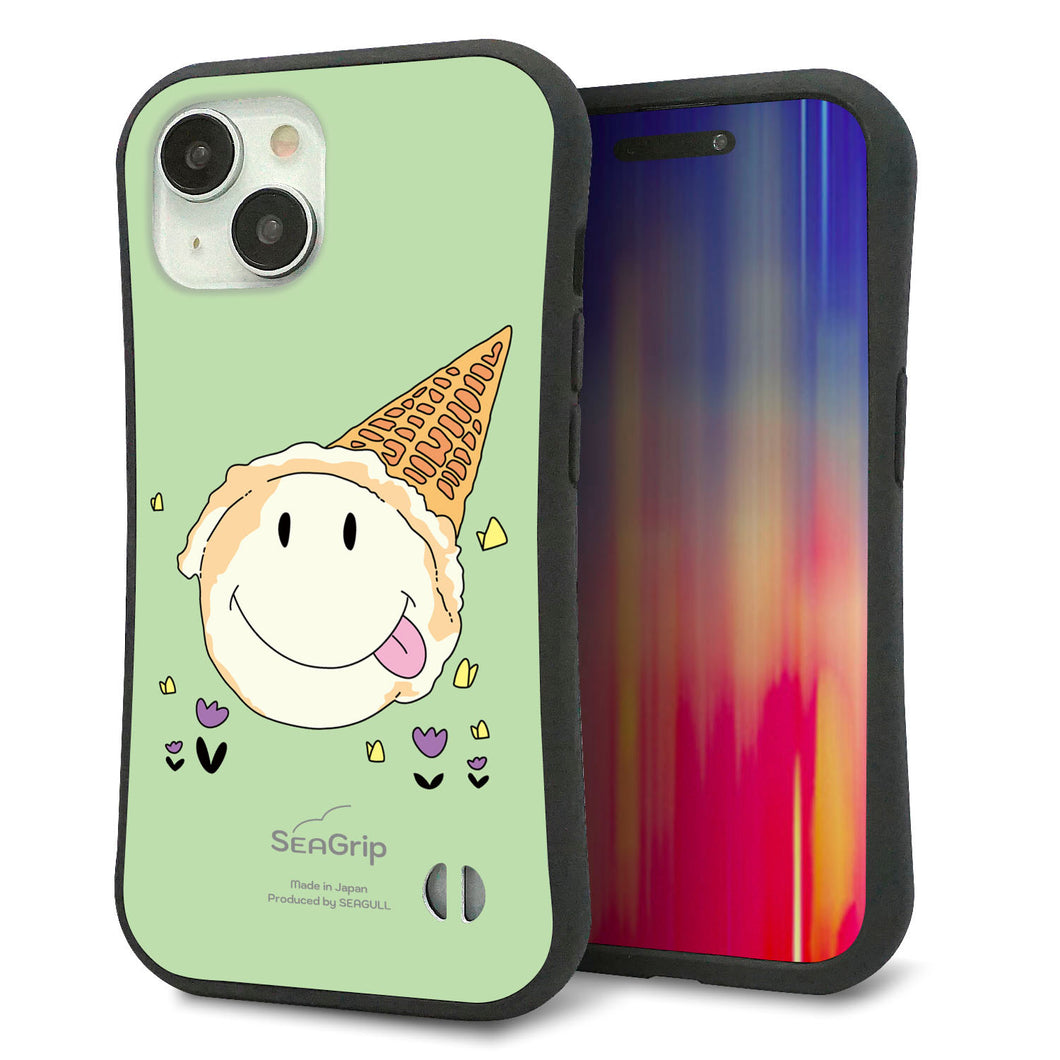 iPhone15 スマホケース 「SEA Grip」 グリップケース Sライン 【MA902 アイスクリーム】 UV印刷