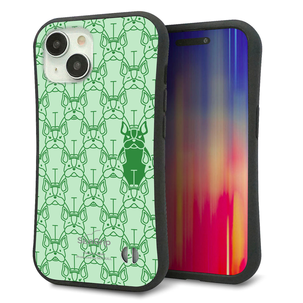 iPhone15 スマホケース 「SEA Grip」 グリップケース Sライン 【MA916 パターン ドッグ】 UV印刷