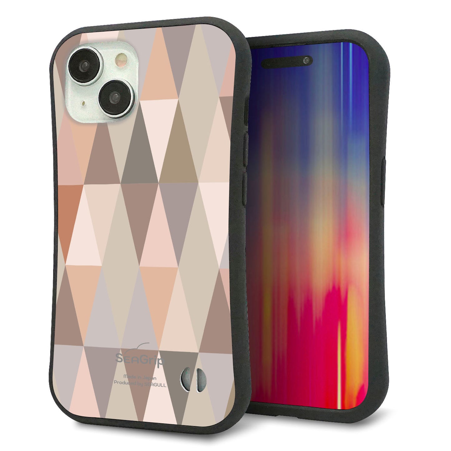 iPhone15 スマホケース 「SEA Grip」 グリップケース Sライン 【MG800 くすみピンク】 UV印刷