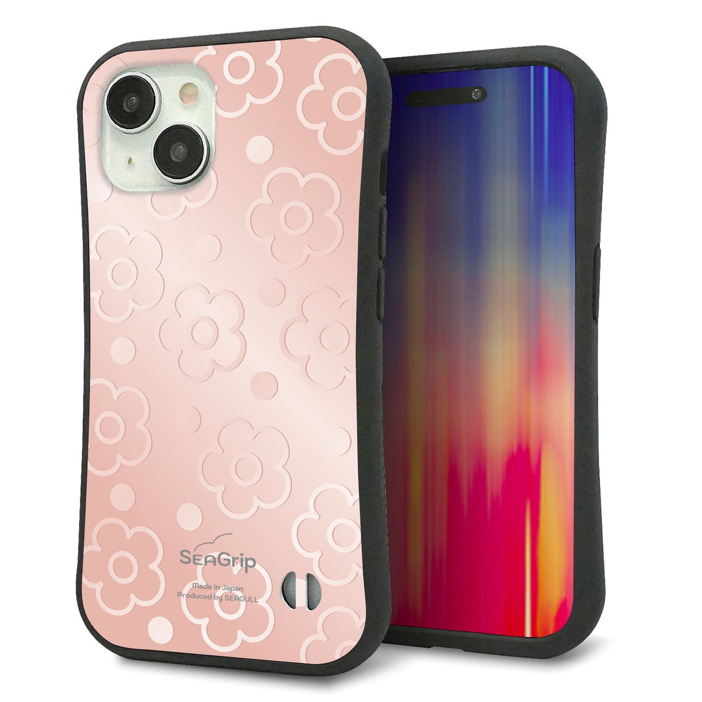 iPhone15 スマホケース 「SEA Grip」 グリップケース Sライン 【SC843 エンボス風デイジーシンプル(ローズピンク)】 UV印刷