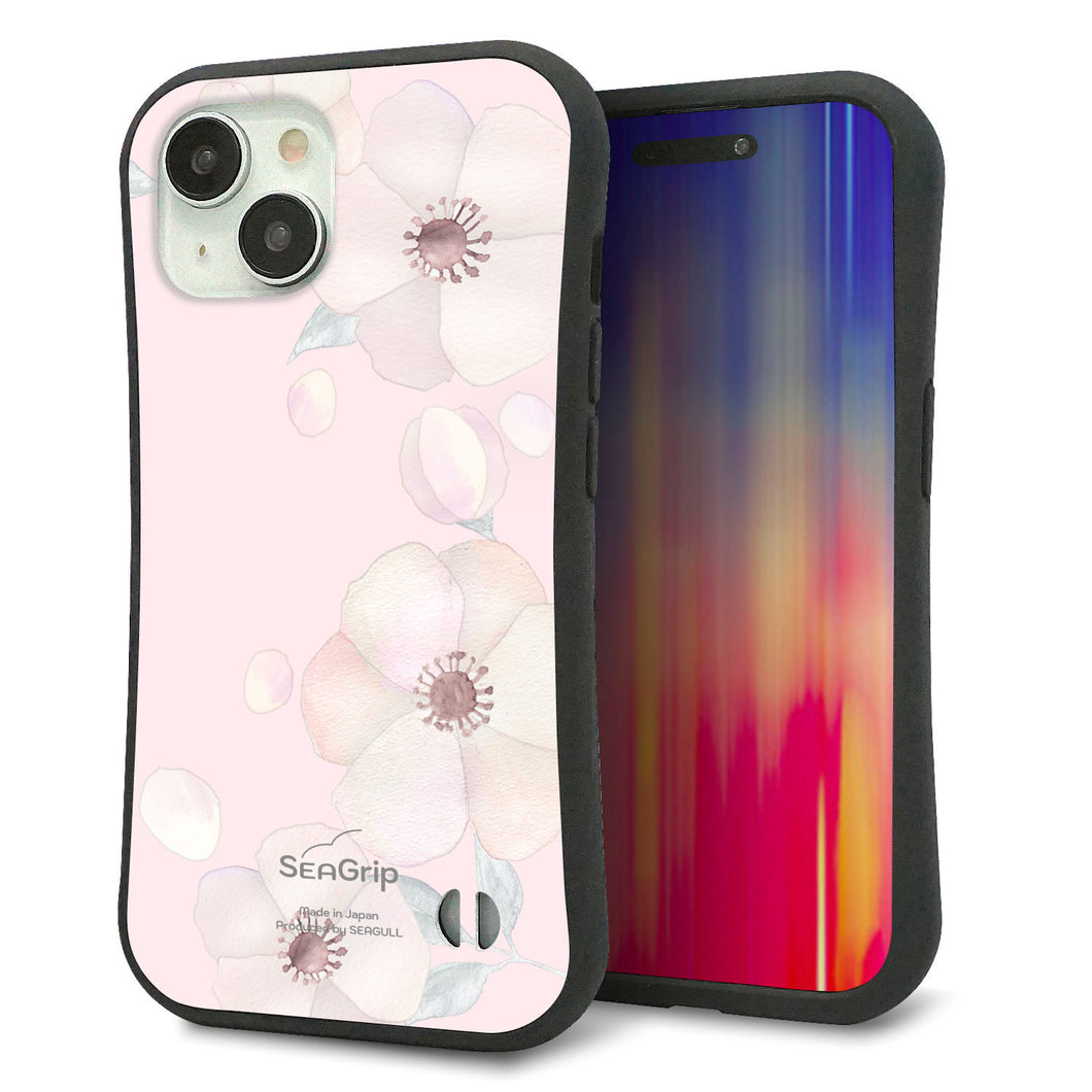 iPhone15 スマホケース 「SEA Grip」 グリップケース Sライン 【SC949 ドゥ・フルール(オフピンク)】 UV印刷