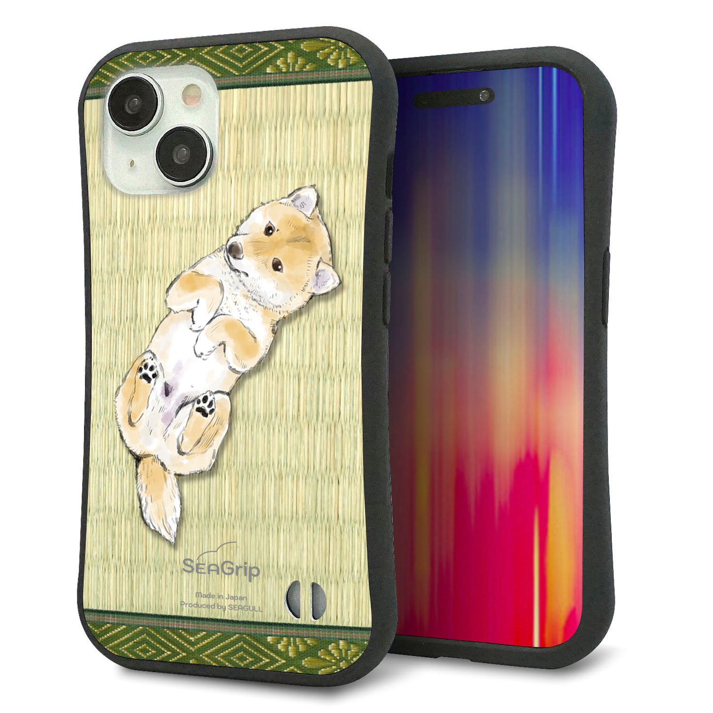 iPhone15 スマホケース 「SEA Grip」 グリップケース Sライン 【TA002 柴 畳】 UV印刷