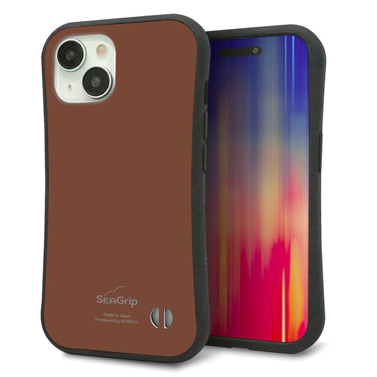 iPhone15 スマホケース 「SEA Grip」 グリップケース Sライン 【TA022 レトロブラウン】 UV印刷
