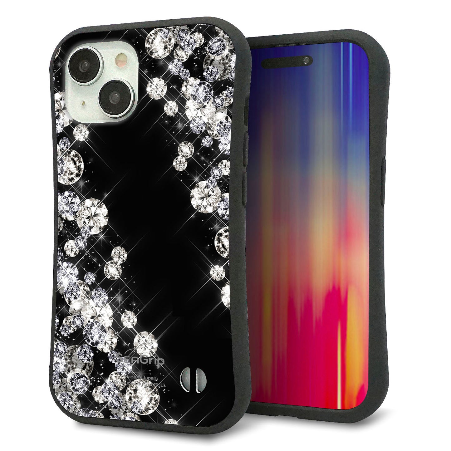 iPhone15 スマホケース 「SEA Grip」 グリップケース Sライン 【VA871 ダイヤモンドフレーム】 UV印刷