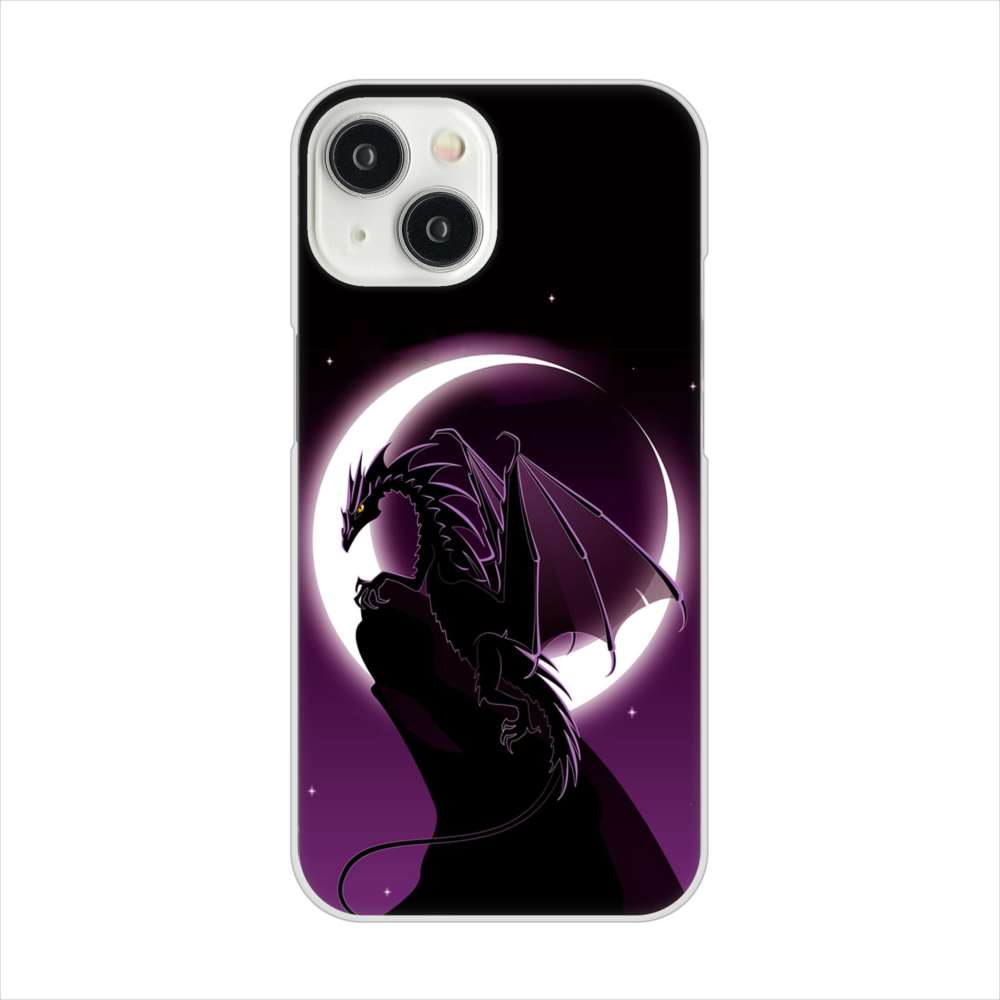 iPhone15 高画質仕上げ 背面印刷 ハードケース 【037 三日月とドラゴン】