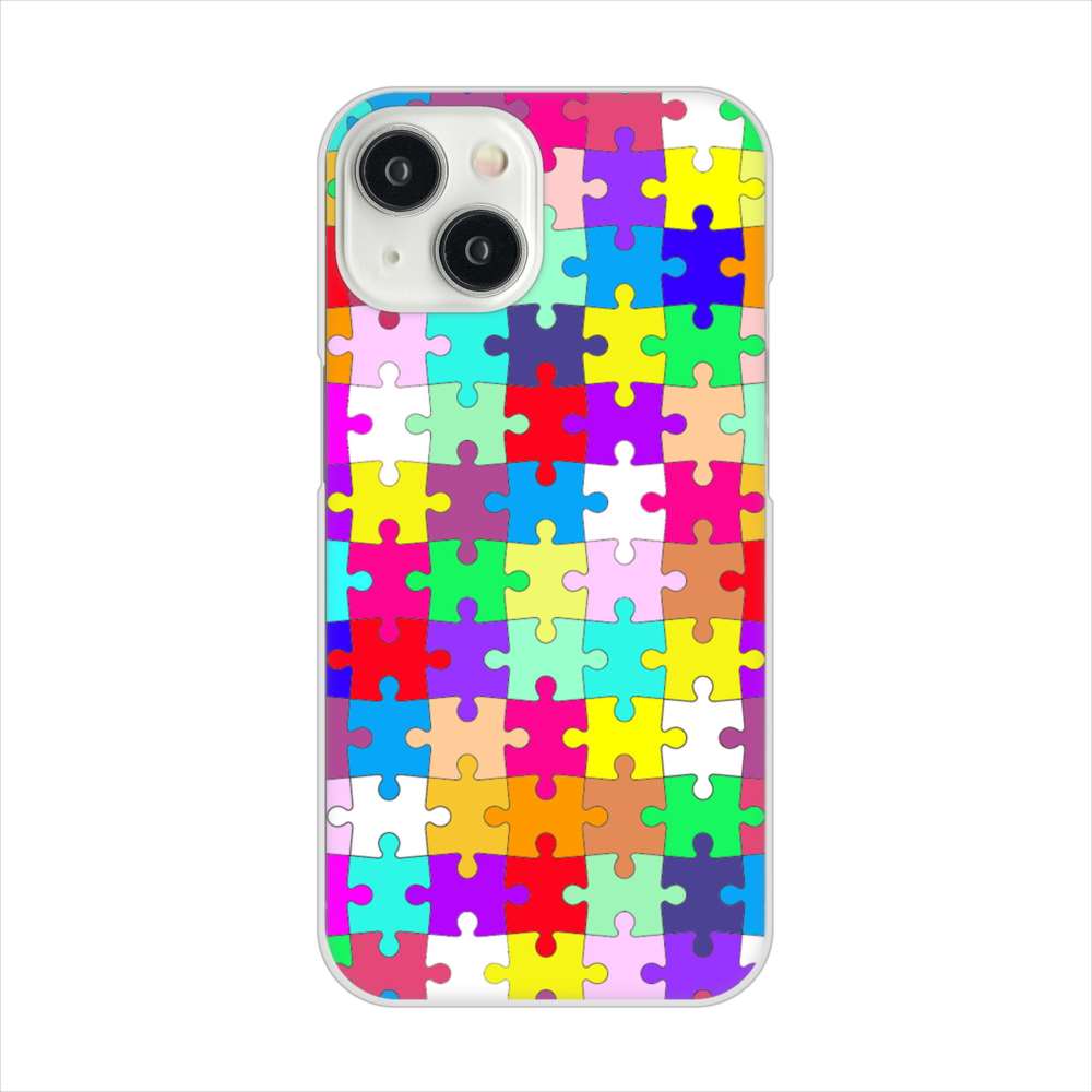 iPhone15 高画質仕上げ 背面印刷 ハードケース 【727 カラフルパズル】