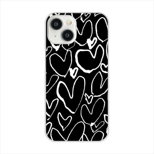 iPhone15 高画質仕上げ 背面印刷 ハードケース 【1124 ハート BK&WH】