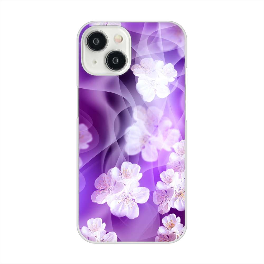 iPhone15 高画質仕上げ 背面印刷 ハードケース 【1211 桜とパープルの風】