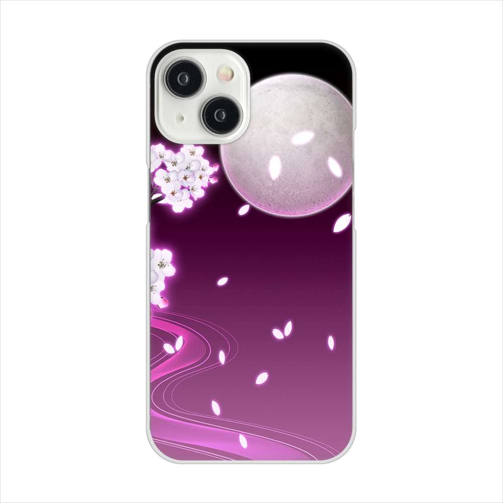 iPhone15 高画質仕上げ 背面印刷 ハードケース 【1223 紫に染まる月と桜】