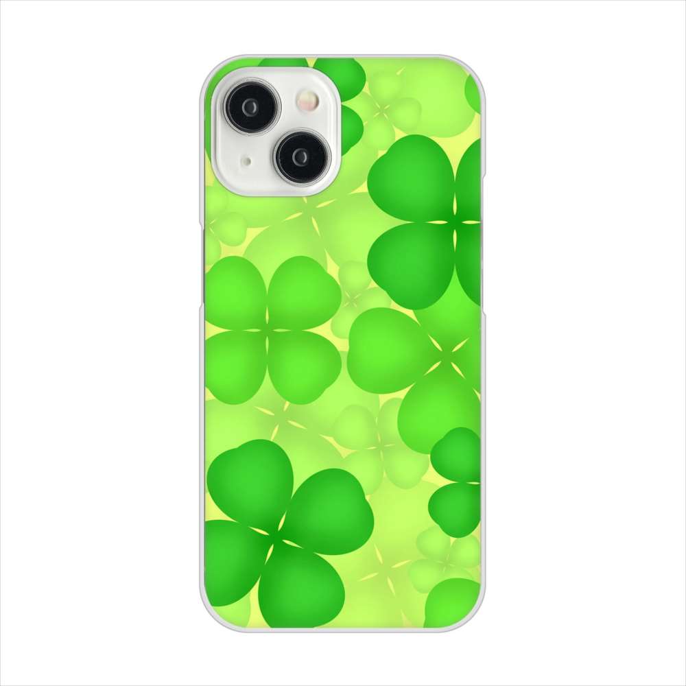 iPhone15 高画質仕上げ 背面印刷 ハードケース 【1297 四つ葉のクローバー】