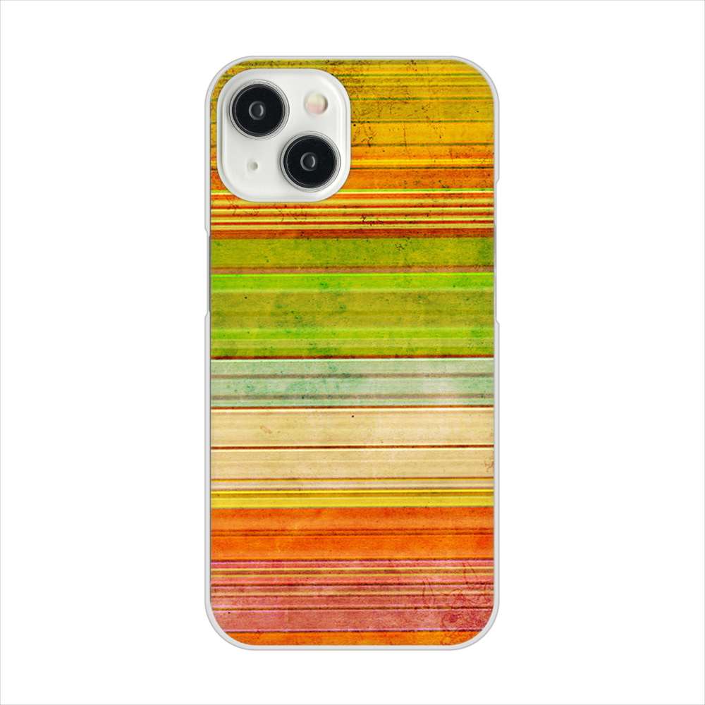 iPhone15 高画質仕上げ 背面印刷 ハードケース 【1324 ビンテージボーダー(色彩)】