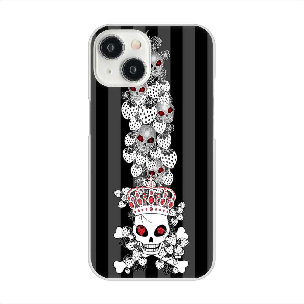 iPhone15 高画質仕上げ 背面印刷 ハードケースむかいあぐる 苺骸骨王冠蔦