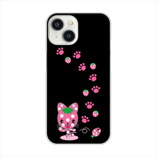 iPhone15 高画質仕上げ 背面印刷 ハードケースむかいあぐる イチゴ猫のにゃんベリー