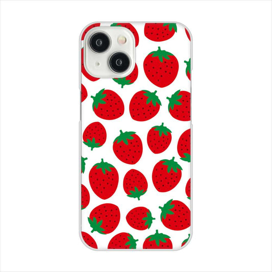 iPhone15 高画質仕上げ 背面印刷 ハードケース小さいイチゴ模様