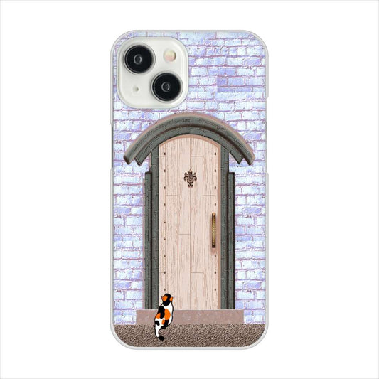 iPhone15 高画質仕上げ 背面印刷 ハードケース猫とドア