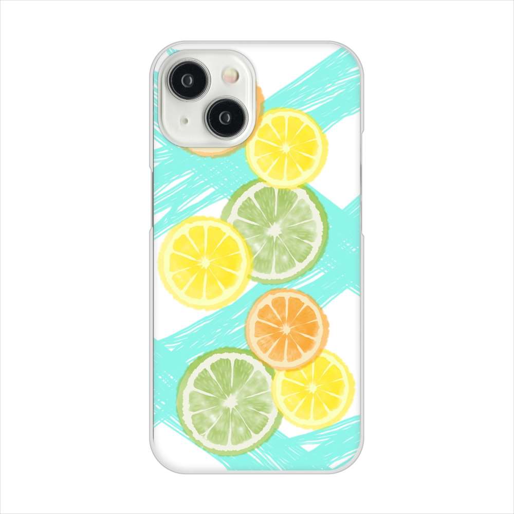 iPhone15 高画質仕上げ 背面印刷 ハードケース 【YJ183 オレンジライム】