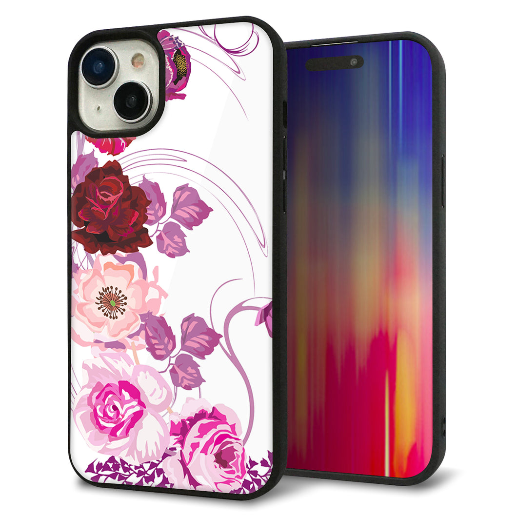 iPhone15 Plus 強化ガラス&TPUスマホケース ガラプリ【116 6月のバラ】