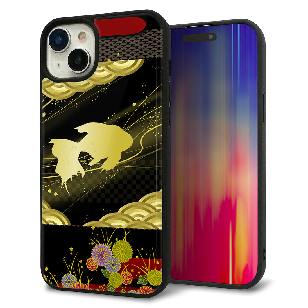 iPhone15 Plus 強化ガラス&TPUスマホケース ガラプリ【174 天の川の金魚】
