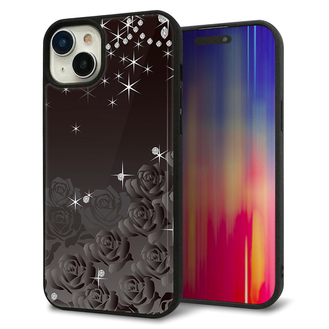 iPhone15 Plus 強化ガラス&TPUスマホケース ガラプリ【327 薔薇とダイヤモンド】