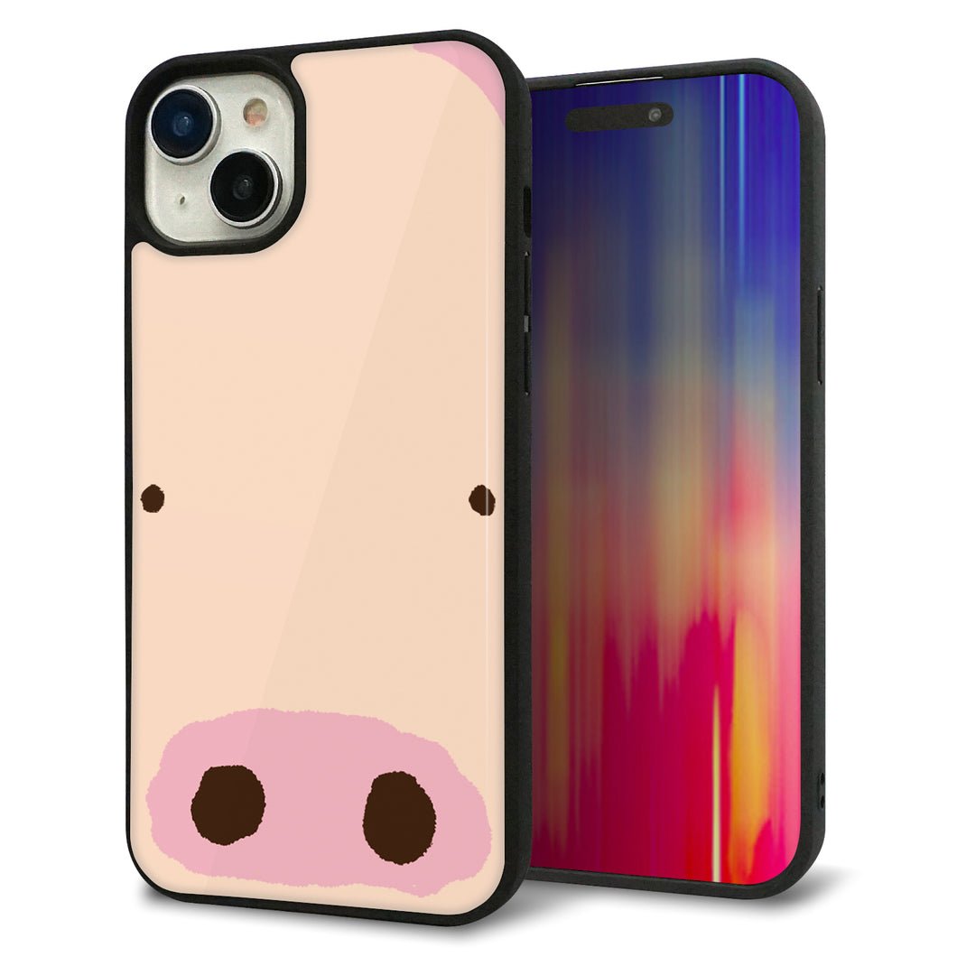 iPhone15 Plus 強化ガラス&TPUスマホケース ガラプリ【353 ぶた】