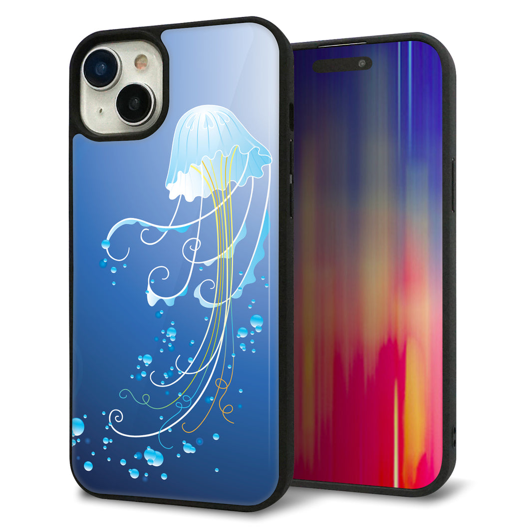 iPhone15 Plus 強化ガラス&TPUスマホケース ガラプリ【362 ジェリーフィシュ】