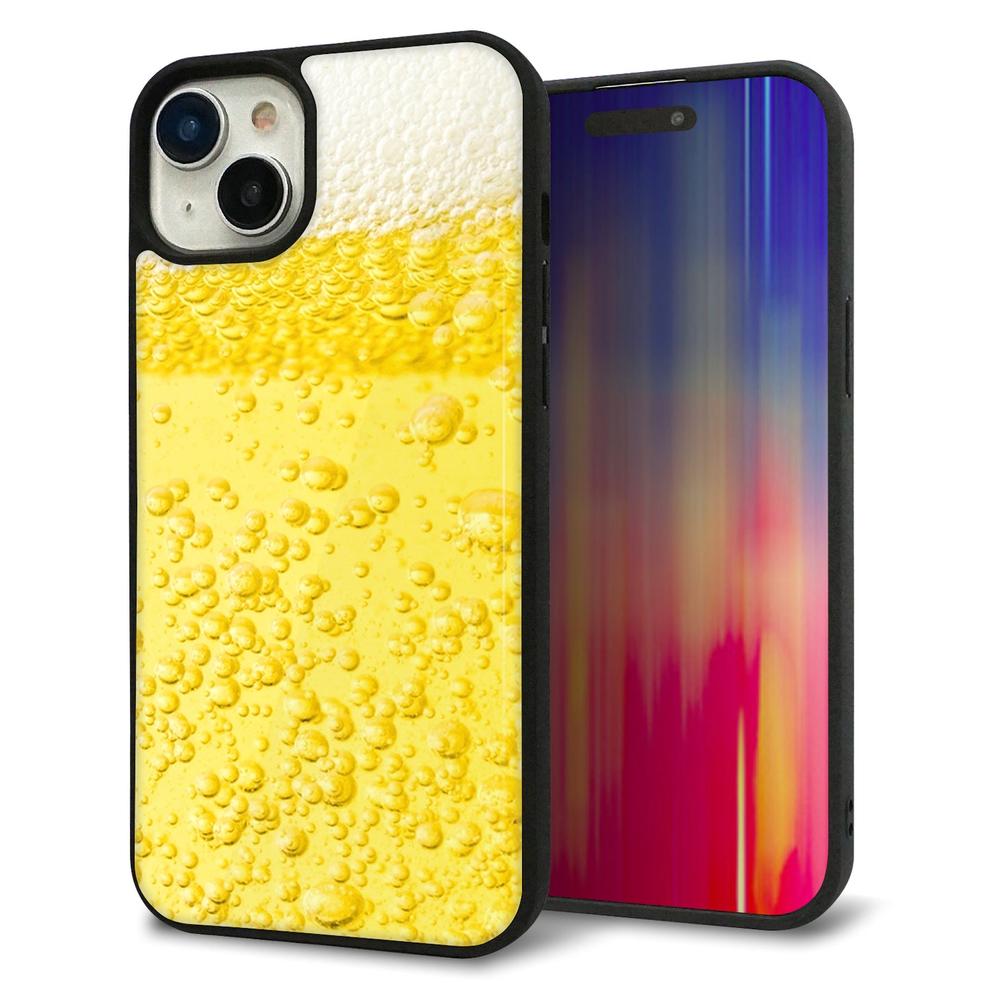 iPhone15 Plus 強化ガラス&TPUスマホケース ガラプリ【450 生ビール】