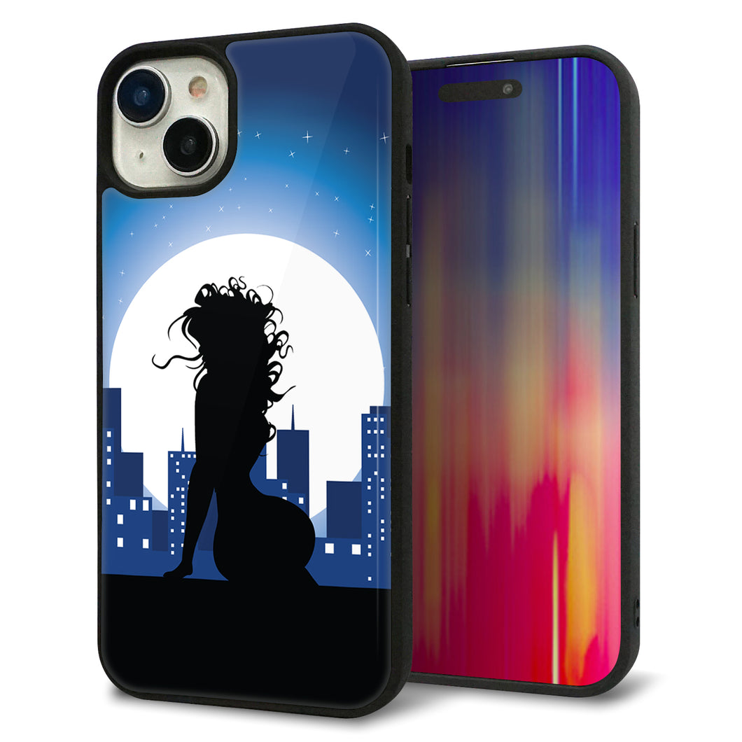 iPhone15 Plus 強化ガラス&TPUスマホケース ガラプリ【482 夜の窓辺】