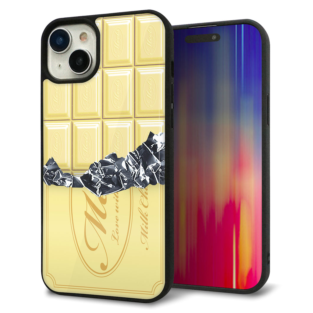 iPhone15 Plus 強化ガラス&TPUスマホケース ガラプリ【553 板チョコ?ホワイト】