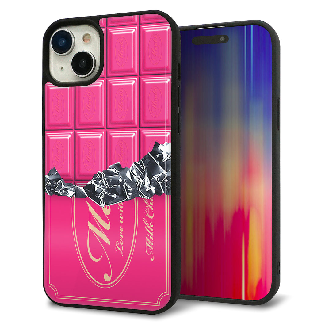 iPhone15 Plus 強化ガラス&TPUスマホケース ガラプリ【555 板チョコ?ストロベリー】