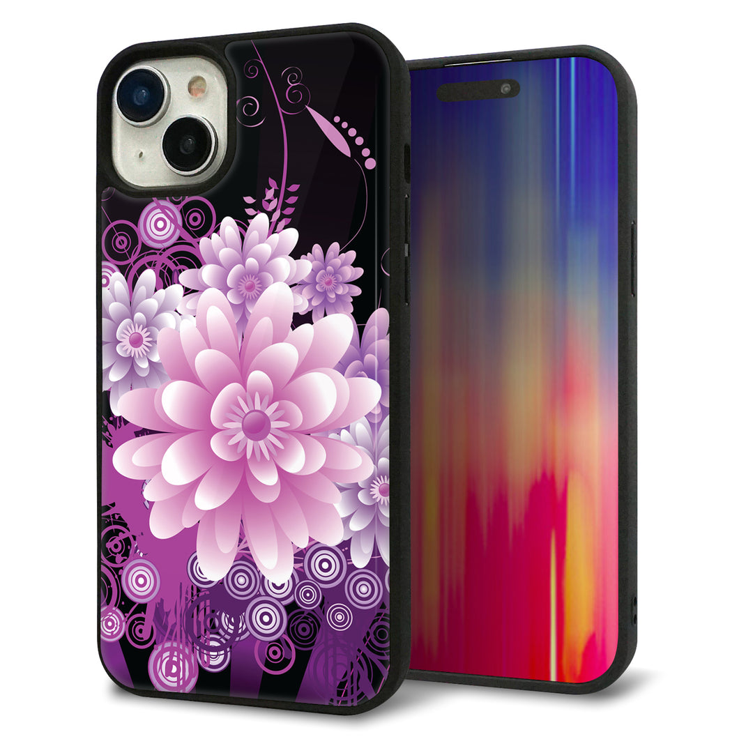 iPhone15 Plus 強化ガラス&TPUスマホケース ガラプリ【564 3Dフラワー】