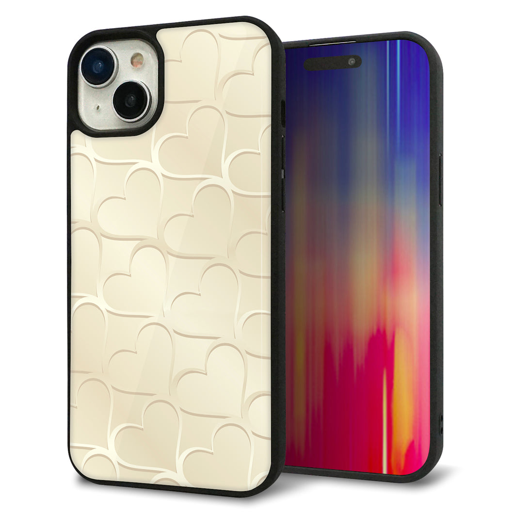 iPhone15 Plus 強化ガラス&TPUスマホケース ガラプリ【630 かくれハート】
