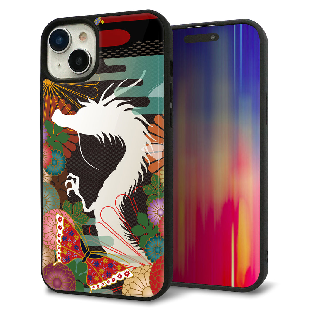 iPhone15 Plus 強化ガラス&TPUスマホケース ガラプリ【635 白龍】