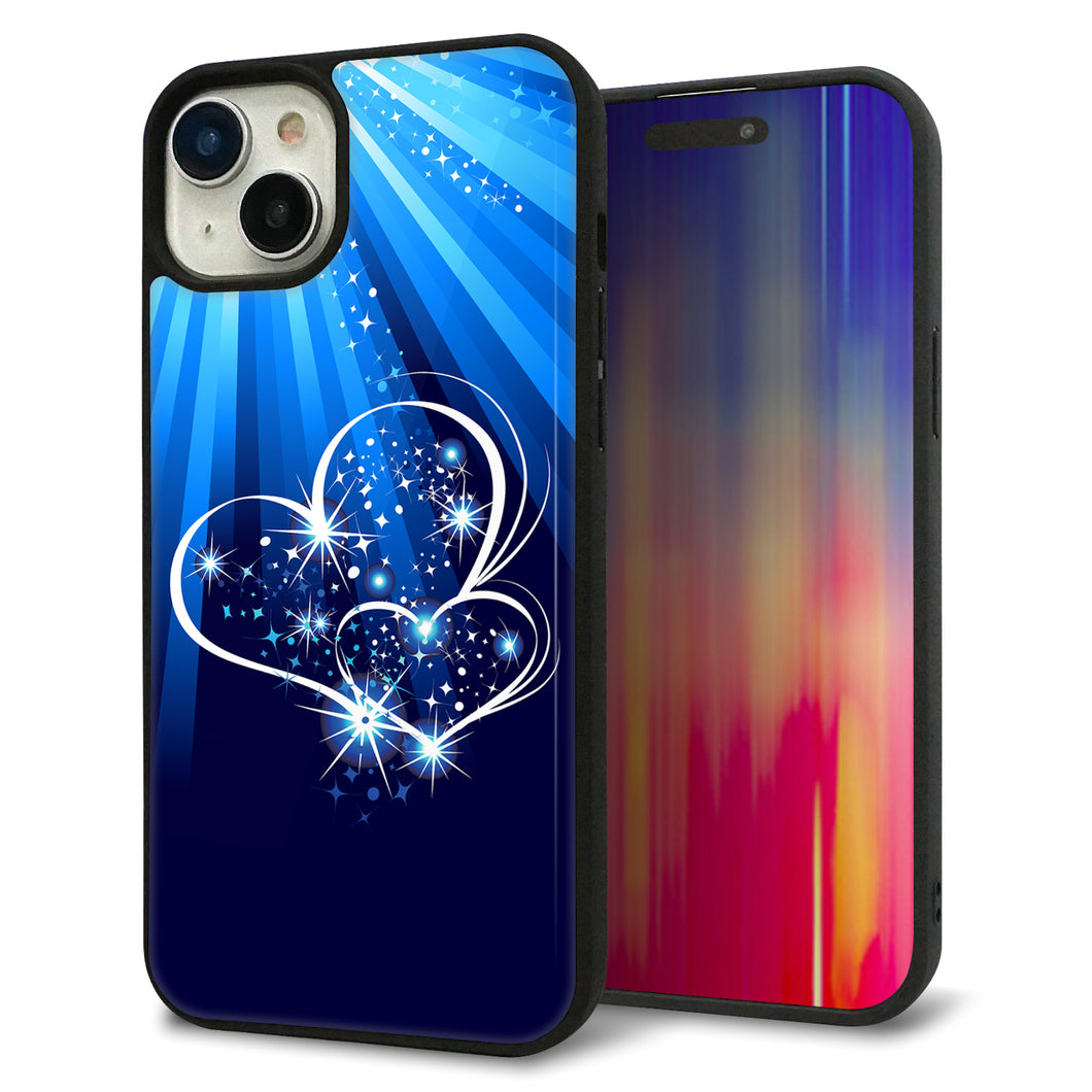 iPhone15 Plus 強化ガラス&TPUスマホケース ガラプリ【702 スイミングハート】