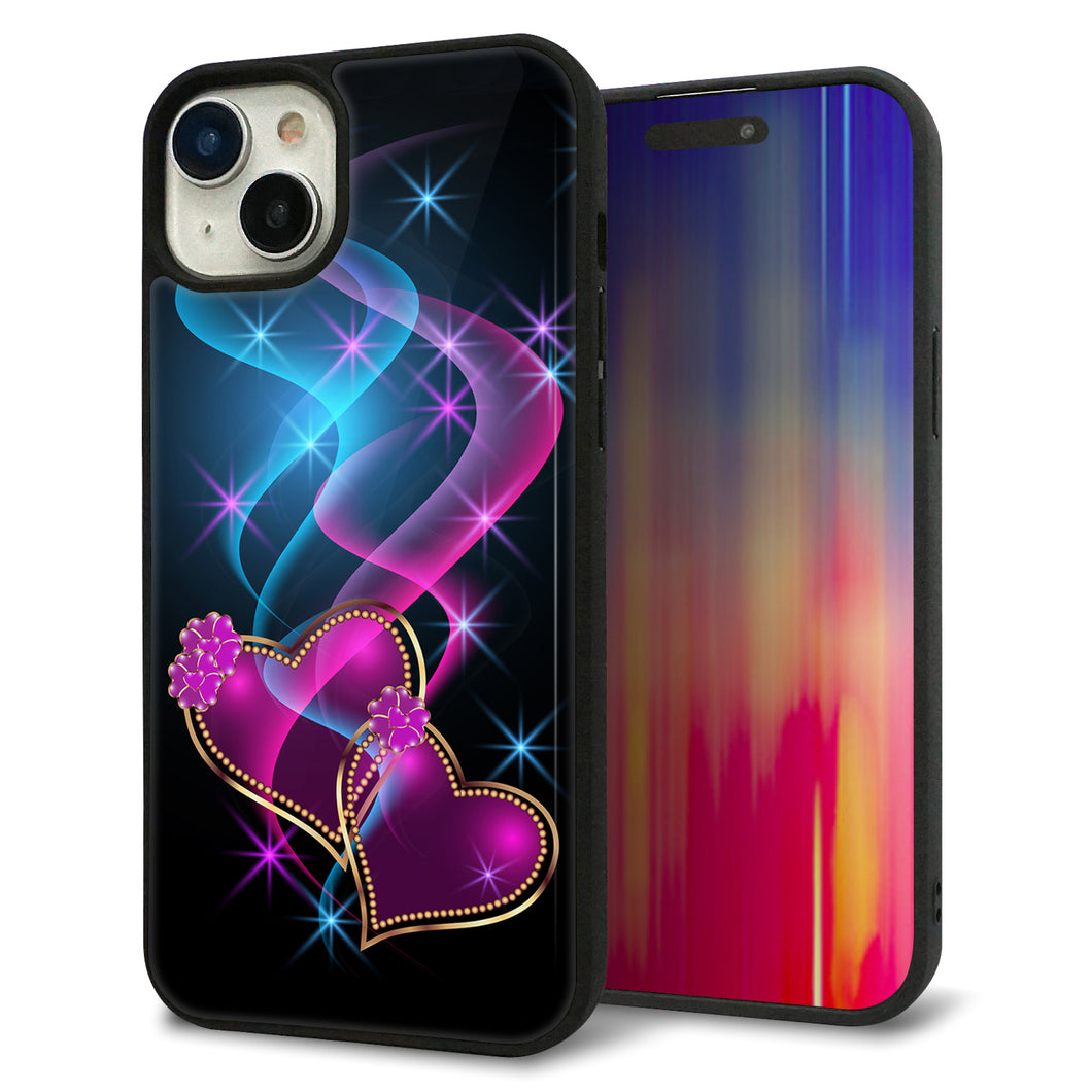 iPhone15 Plus 強化ガラス&TPUスマホケース ガラプリ【1138 ゆれるハート】