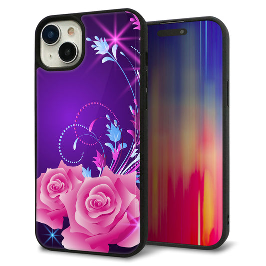 iPhone15 Plus 強化ガラス＆TPUスマホケース ガラプリ【1177 紫色の夜】