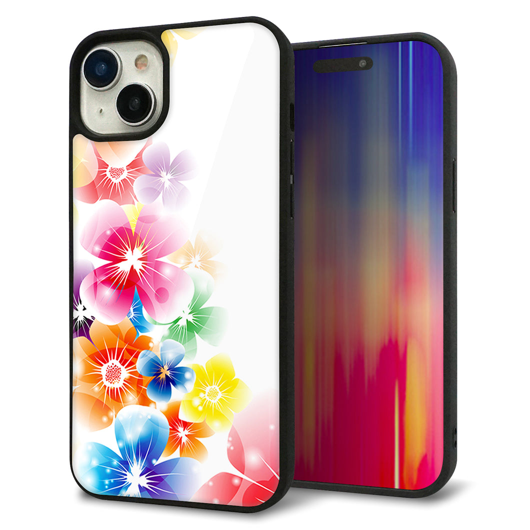 iPhone15 Plus 強化ガラス&TPUスマホケース ガラプリ【1209 光と花】