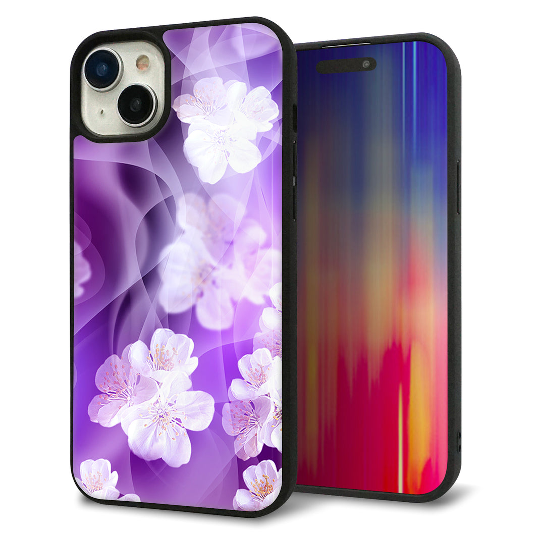 iPhone15 Plus 強化ガラス&TPUスマホケース ガラプリ【1211 桜とパープルの風】