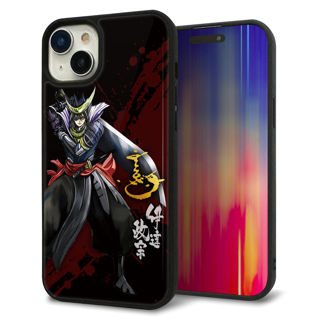 iPhone15 Plus 強化ガラス&TPUスマホケース ガラプリ【AB809 伊達政宗 イラストと花押】