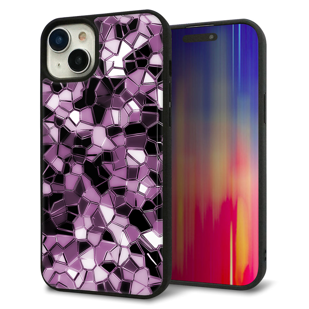 iPhone15 Plus 強化ガラス&TPUスマホケース ガラプリ【EK837 テクニカルミラーパープル】