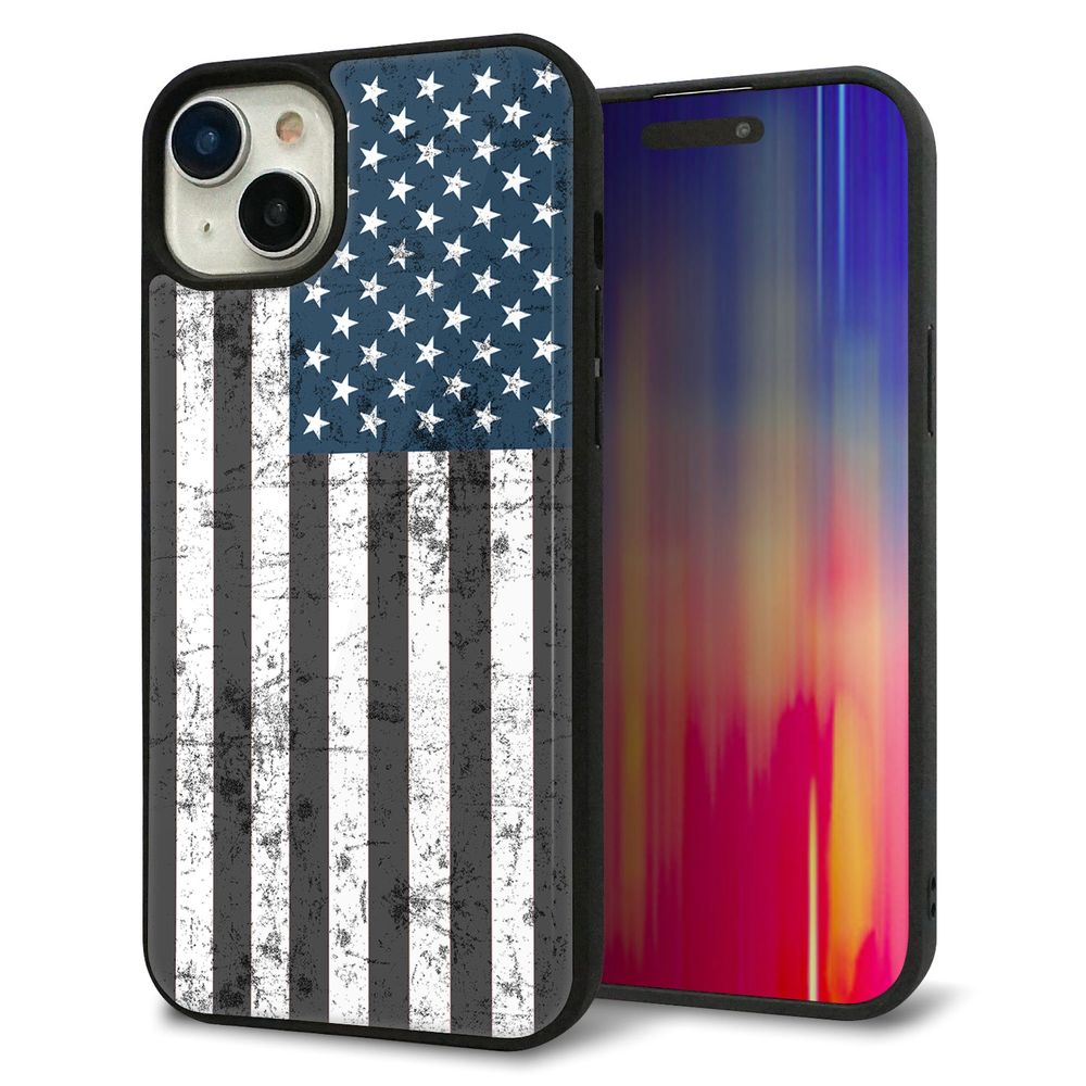 iPhone 15 Plus 強化ガラス&TPUスマホケース ガラプリ【EK864 アメリカンフラッグビンテージ】