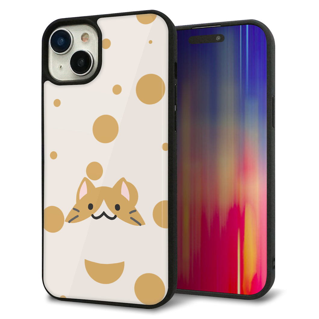iPhone15 Plus 強化ガラス&TPUスマホケース ガラプリ【HA244 もちねこ ハチワレ】