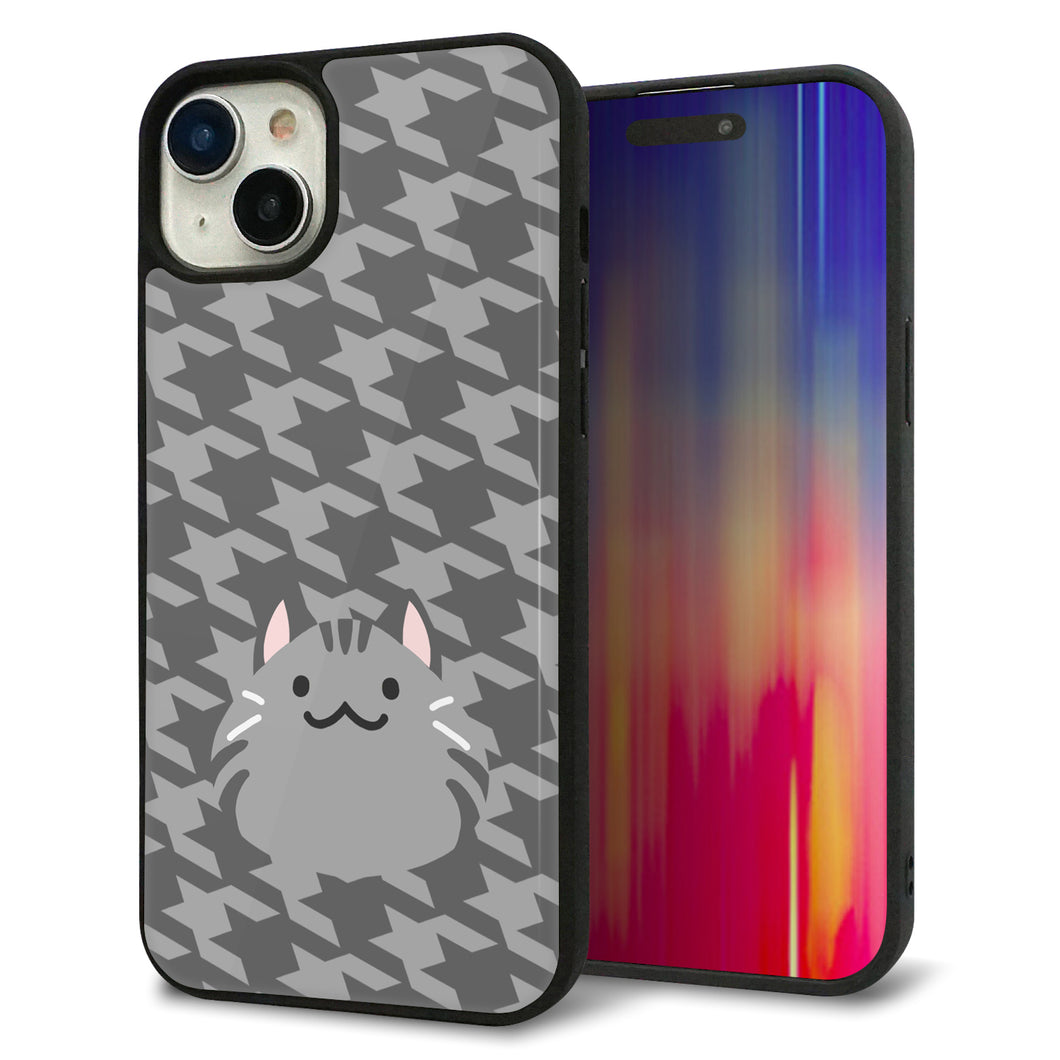 iPhone15 Plus 強化ガラス&TPUスマホケース ガラプリ【HA246 もちねこ サバトラ】