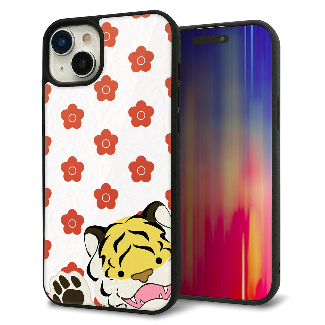 iPhone15 Plus 強化ガラス&TPUスマホケース ガラプリ【HA254 虎アップ】